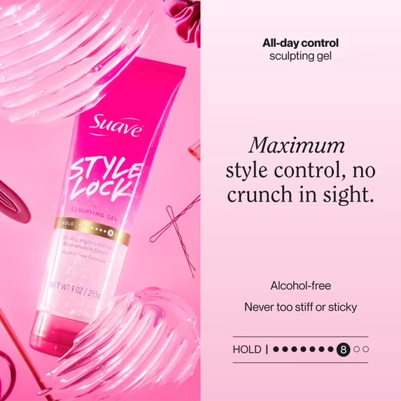 Suave Style Lock Sculpting Hair Gel, Alcohol-Free, Maximum Hold, Soft & Smooth,