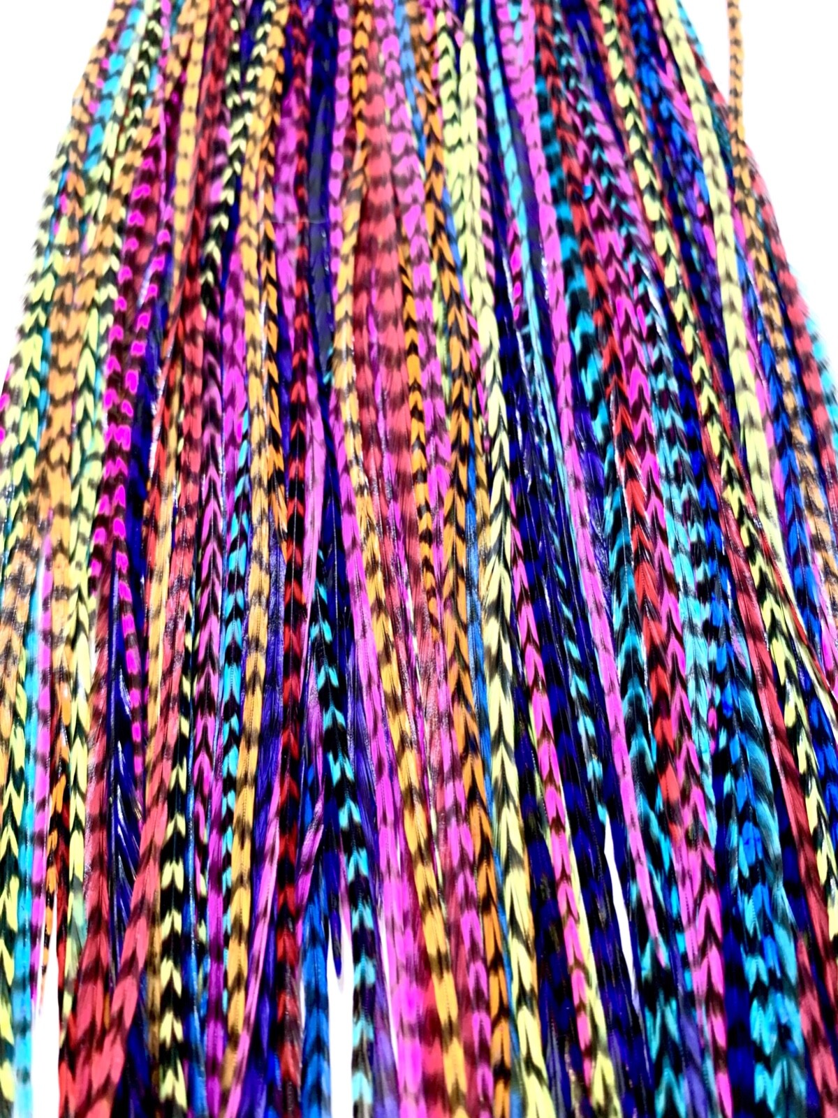 21 pcs. Rainbow Grizzly 10 -14″ Feather Extension, Whiting Farms + DIY Kit