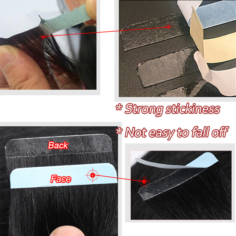 Tape In Hair 20/40/60pcs 100% Russian Human Extensions Thick Skin Weft ombre 22″
