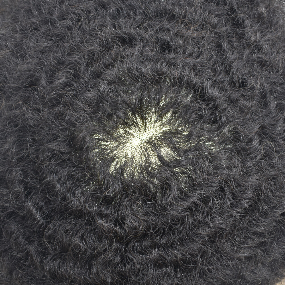 Full Lace Afro Curly Mens Toupee African American Human Hair Systems Replacement
