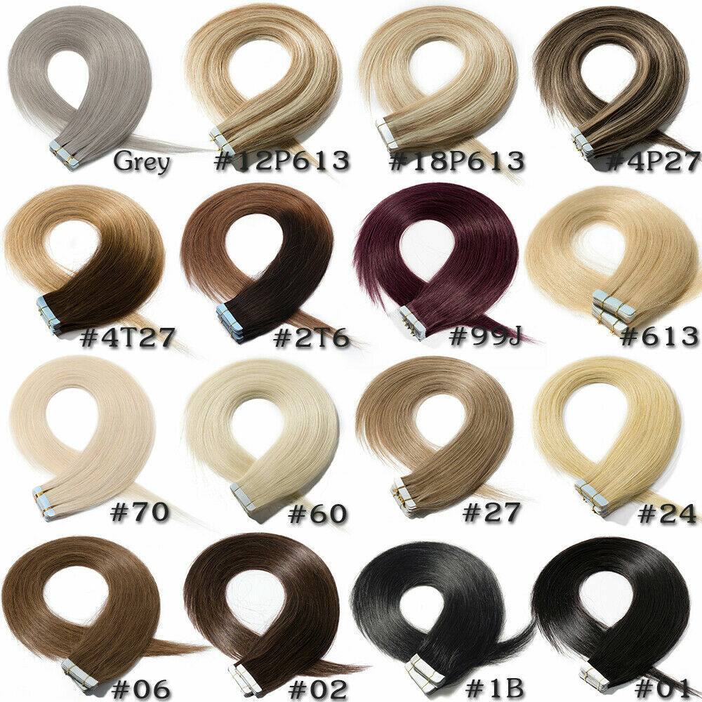 Seamless Tape In Remy Human Hair Extensions Skin Weft Full Head Hair 20-40-60PCS