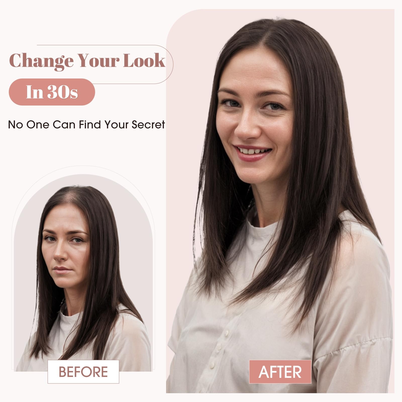 Hairro Hair Toppers For Women Real Human Hairpieces 2.25X6 Base Clips On 360 3D