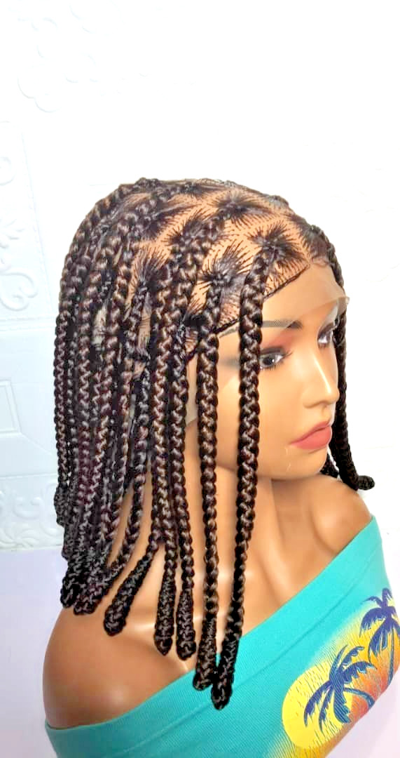 Braided Wig. Large Knotless Braids. Full Lace with Baby Hair. Wrapped Ends