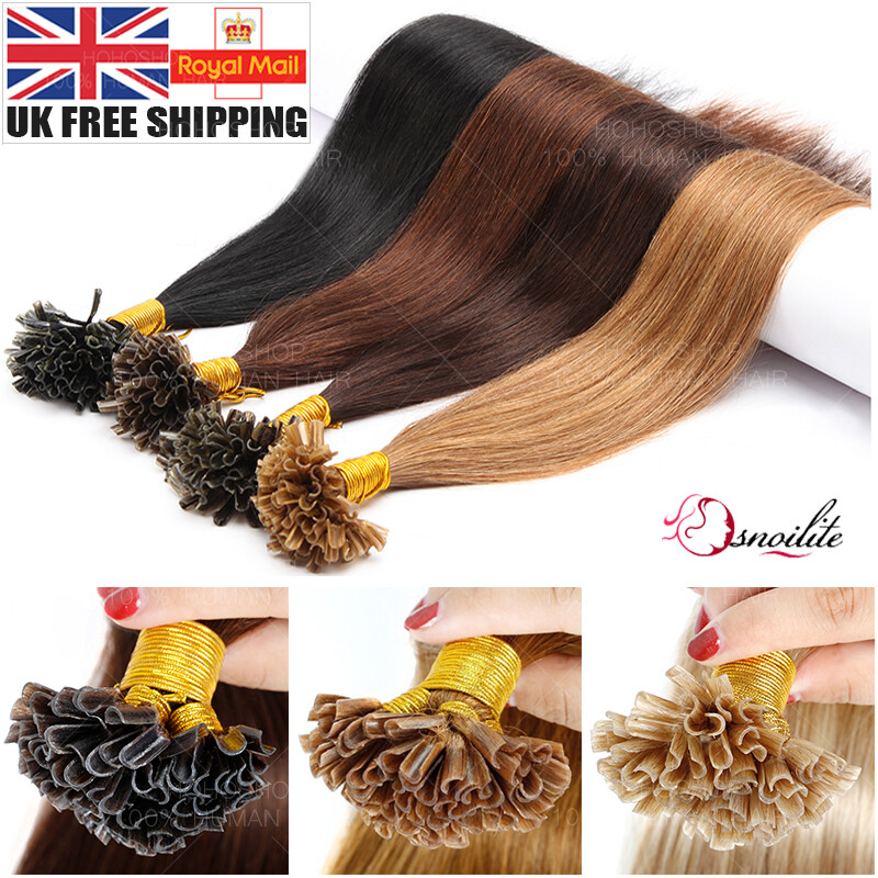 100G Thick U Tip Nail Tip Extensions Pre Bonded Keratin Human Hair Extensions US