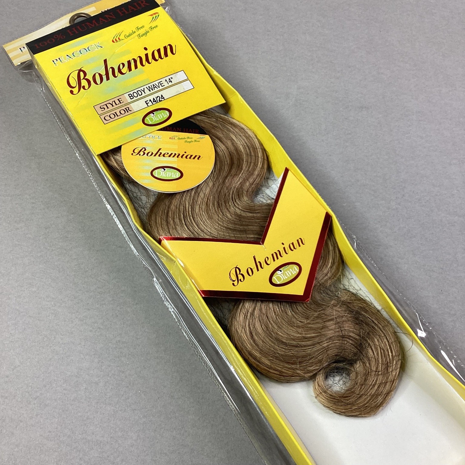 PEACOCK Bohemian Body Wave 14″ Human Hair Extensions F14/24 Cuticle Free