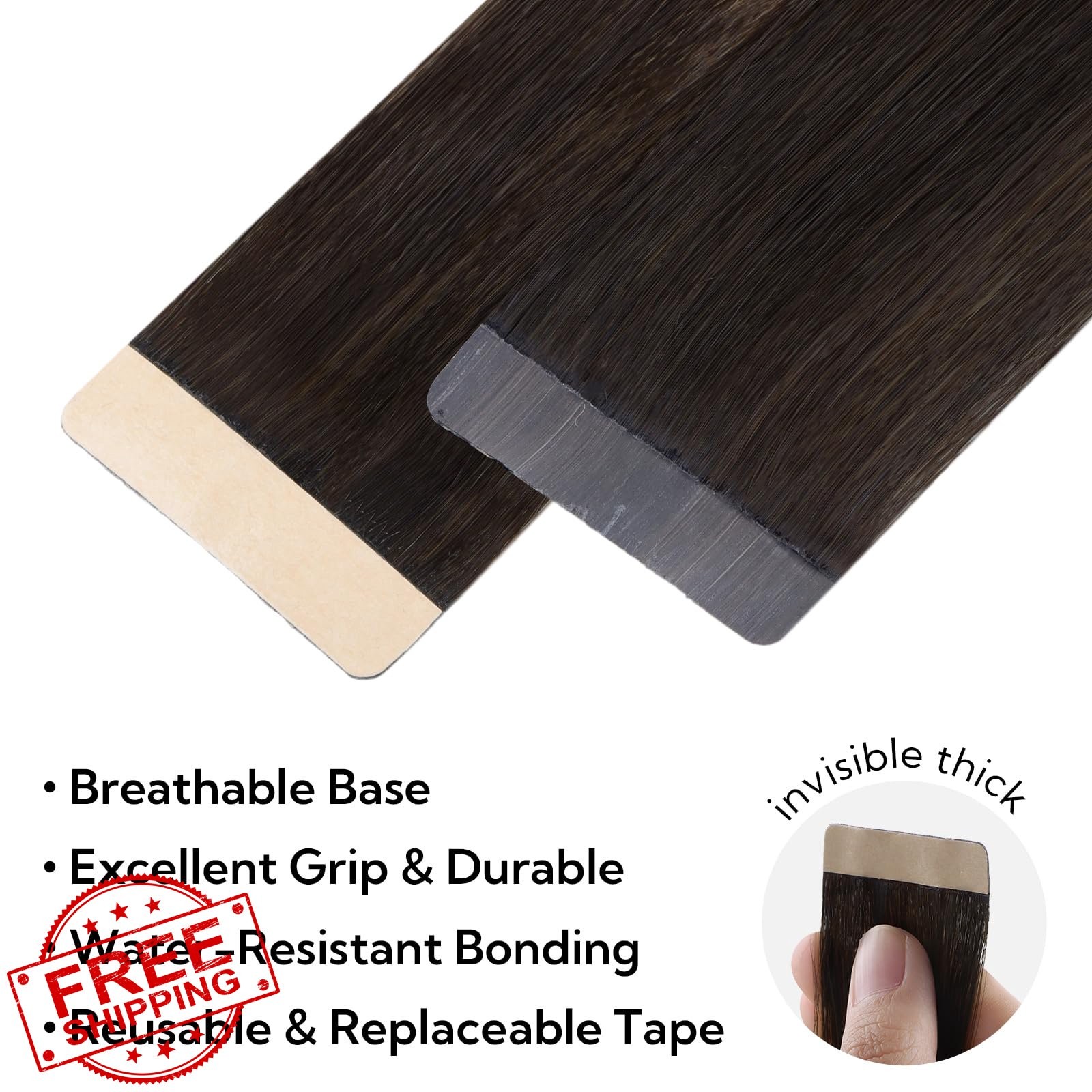hotbanana Tape Hair Extensions 20 Inch #2/6/18 10pc