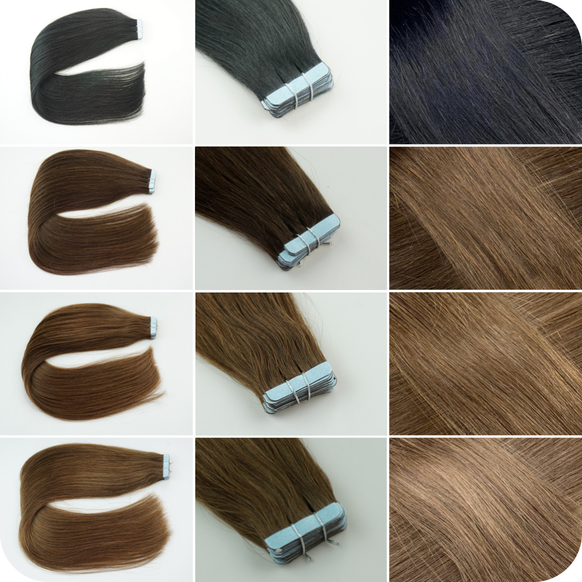 Tape in Real Human Hair Extensions Skin Weft Remy Russian Hair BalayageHighlight