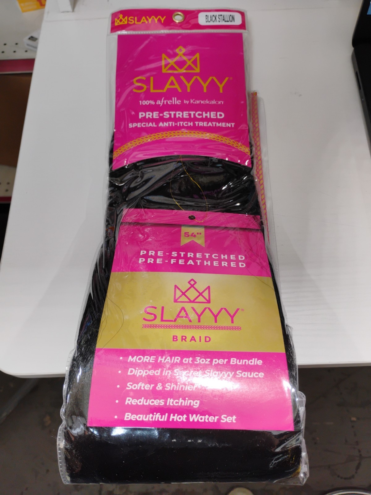 Slayyy Pre-Stretched Braids Hair Extensions Black Stallion 3oz 32in