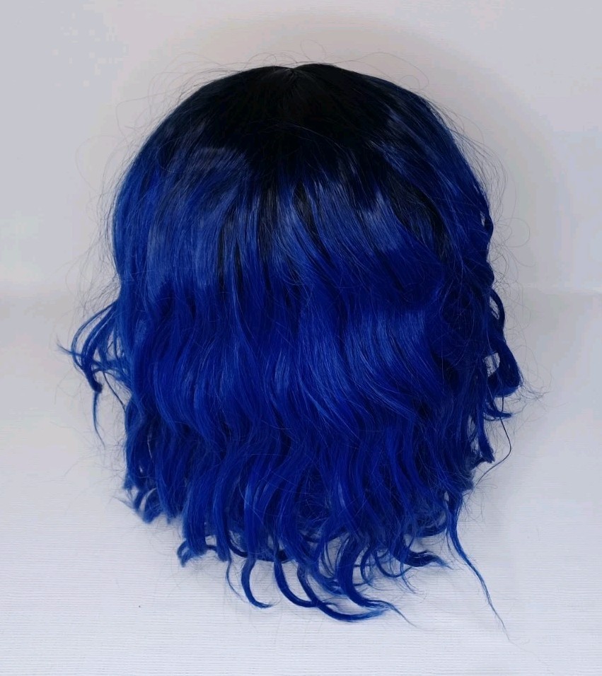Shoulder Length Blue & Black Ombre Wig