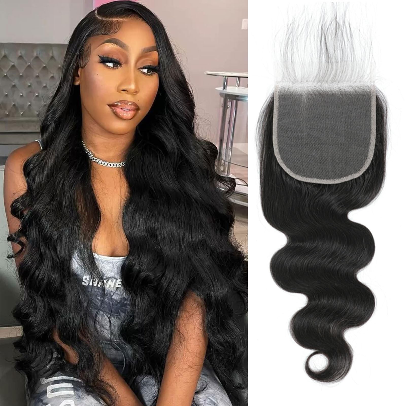 Mootaful 5X5 Transparent Hd Lace Closure Human Hair Body Wave 14 Inch Virgin