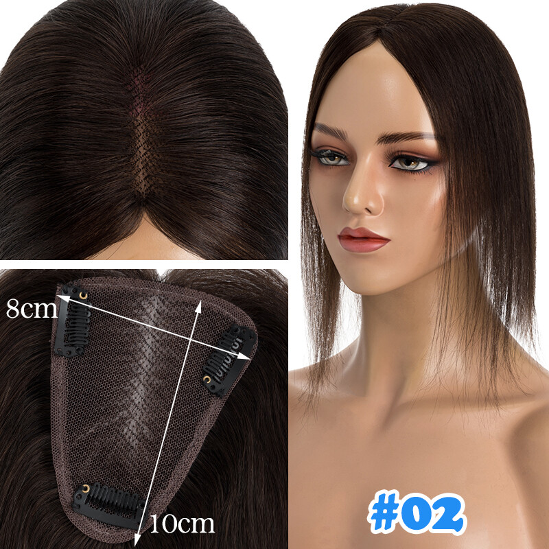 Free Part Clip in Real Remy Human Hair Topper Hairpiece Lace Base Toupee 8x10CM