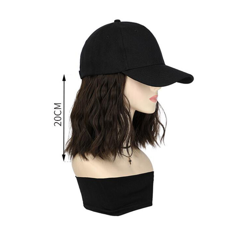 Women Baseball Cap Wig Hairpiece with Short Curly Hair Adjustable Casual Hat