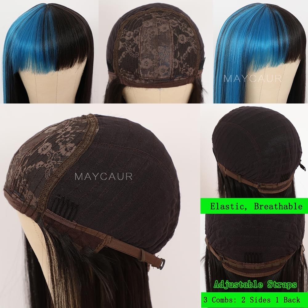 Glueless Black Blue Ombre Wig with Full Density’/