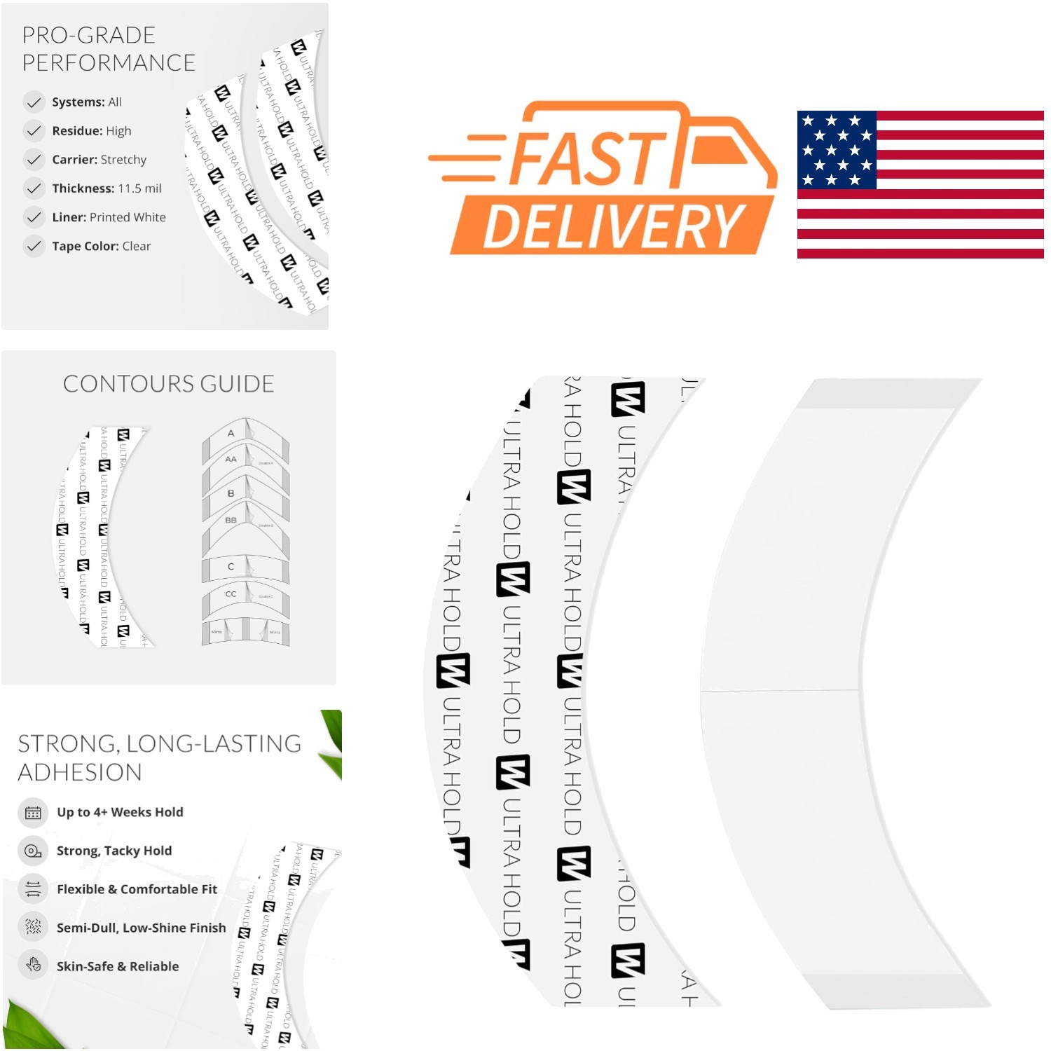 Double Sided Lace Wig Tape Tabs 3/4 Inch X 3 Inch Clear for Easy Application