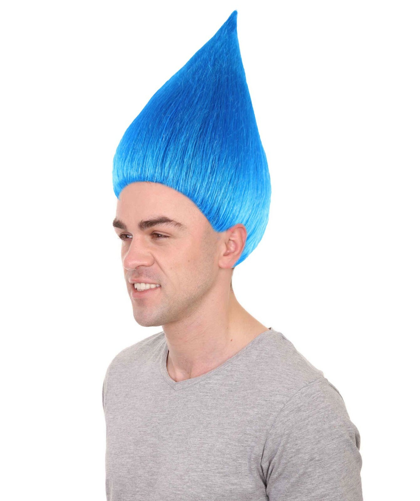 Blue Straight Troll Wig for Men- Synthetic Hair Costume for Halloween & Cosplay