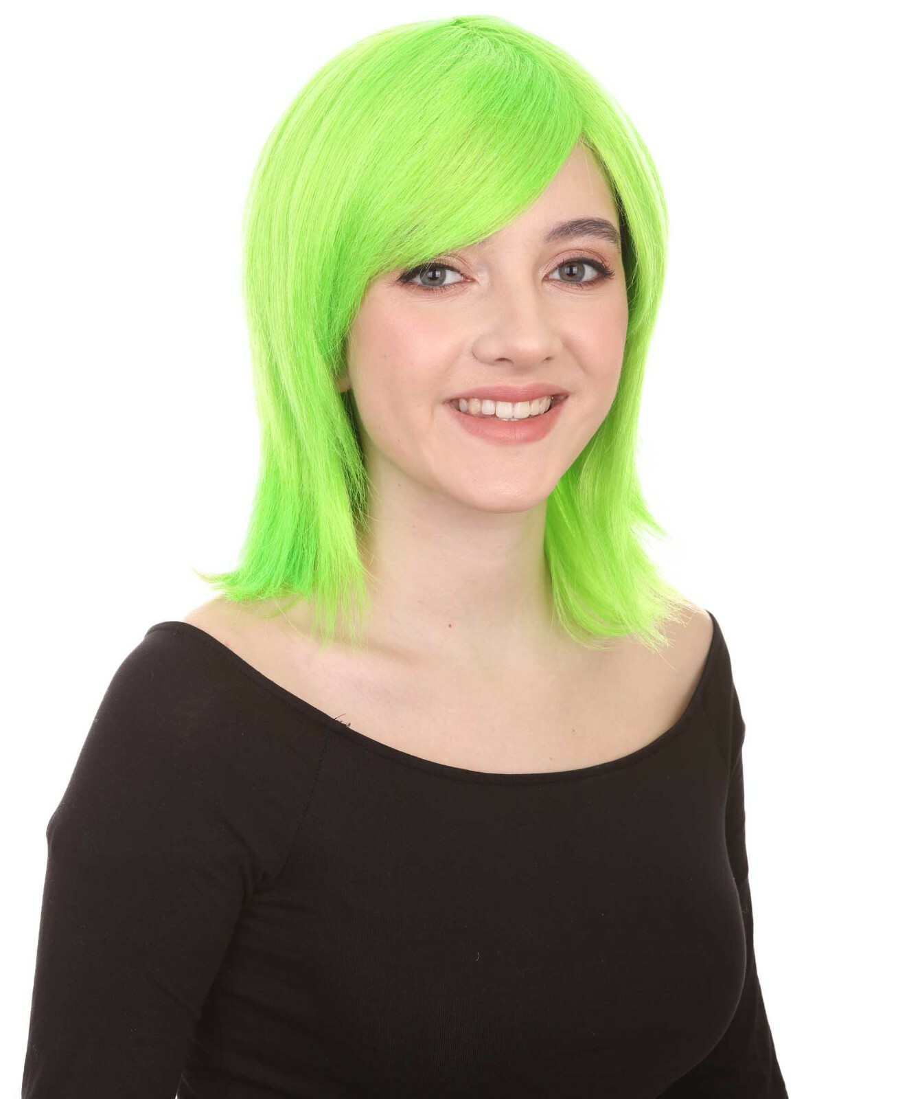 Shoulder Length Bob with Side Bangs Party Wig, Halloween Wig, Multiple Colors