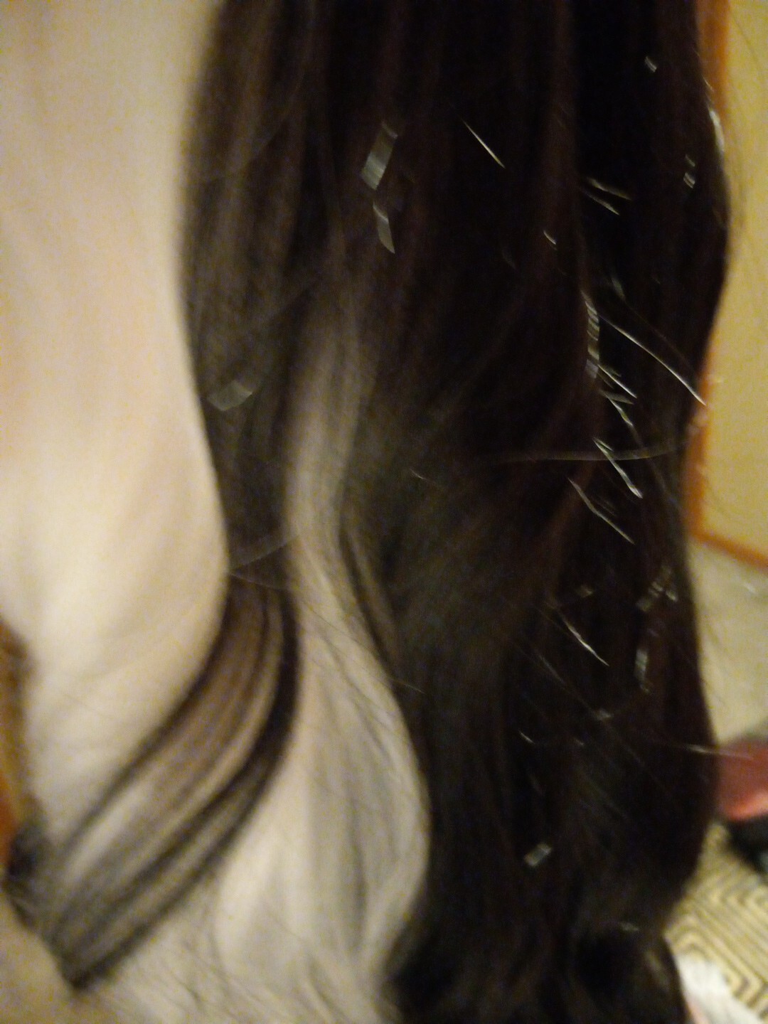 Womens Sallcks Black And White wig #L307 28 “Long Laid Flat Wavy Curly Bangs