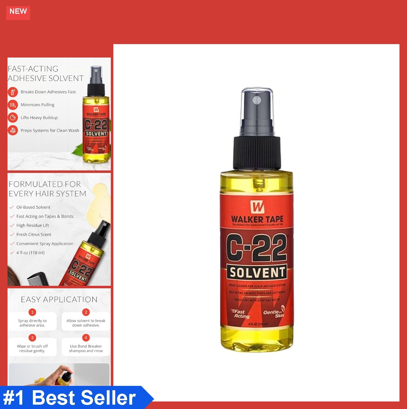 Adhesive Remover Spray 4 oz Fast Acting Solvent for Wig Tape Lace Systems Hair