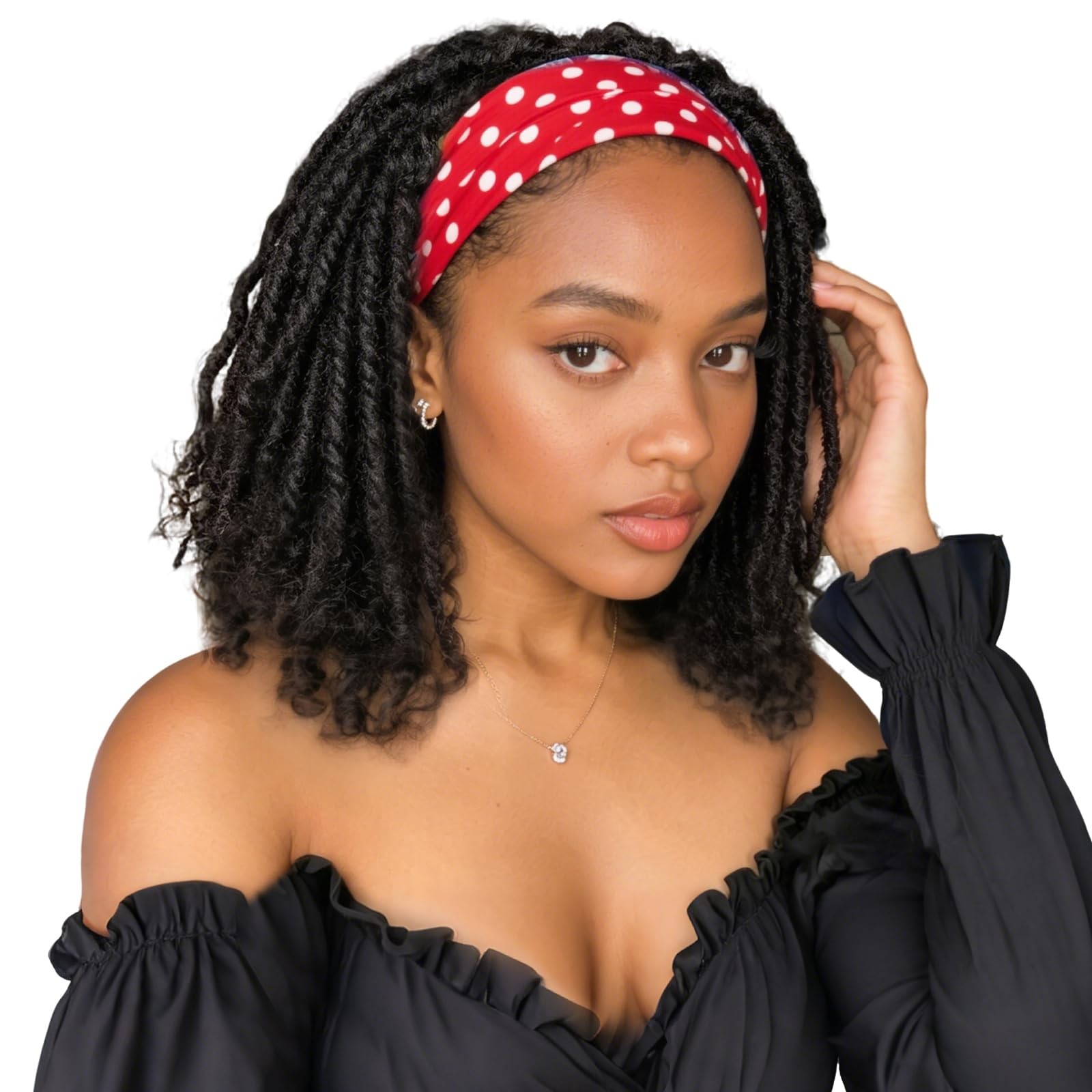Becus 14 Dreadlock Headband Wig For Black Women Glueless Curly Braided Half Wig