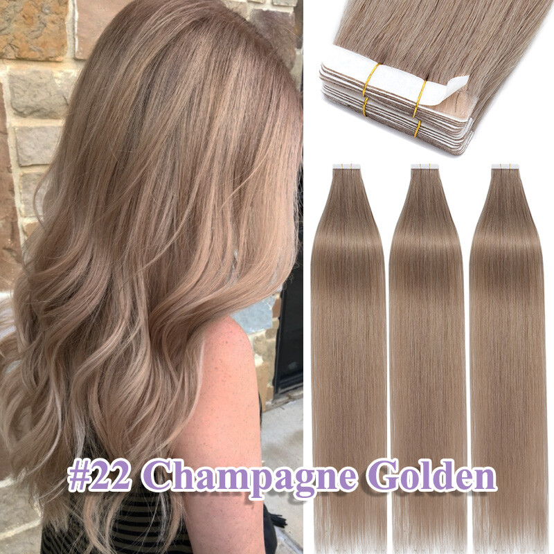 Thick Tape In Indian Remy Real Human Hair Extensions Skin Weft 40PCS Full Head