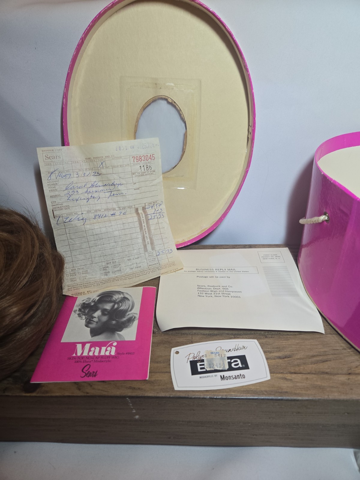 Vintage Sears A Vent-A-Lite Wig And Box With Original Paperwork