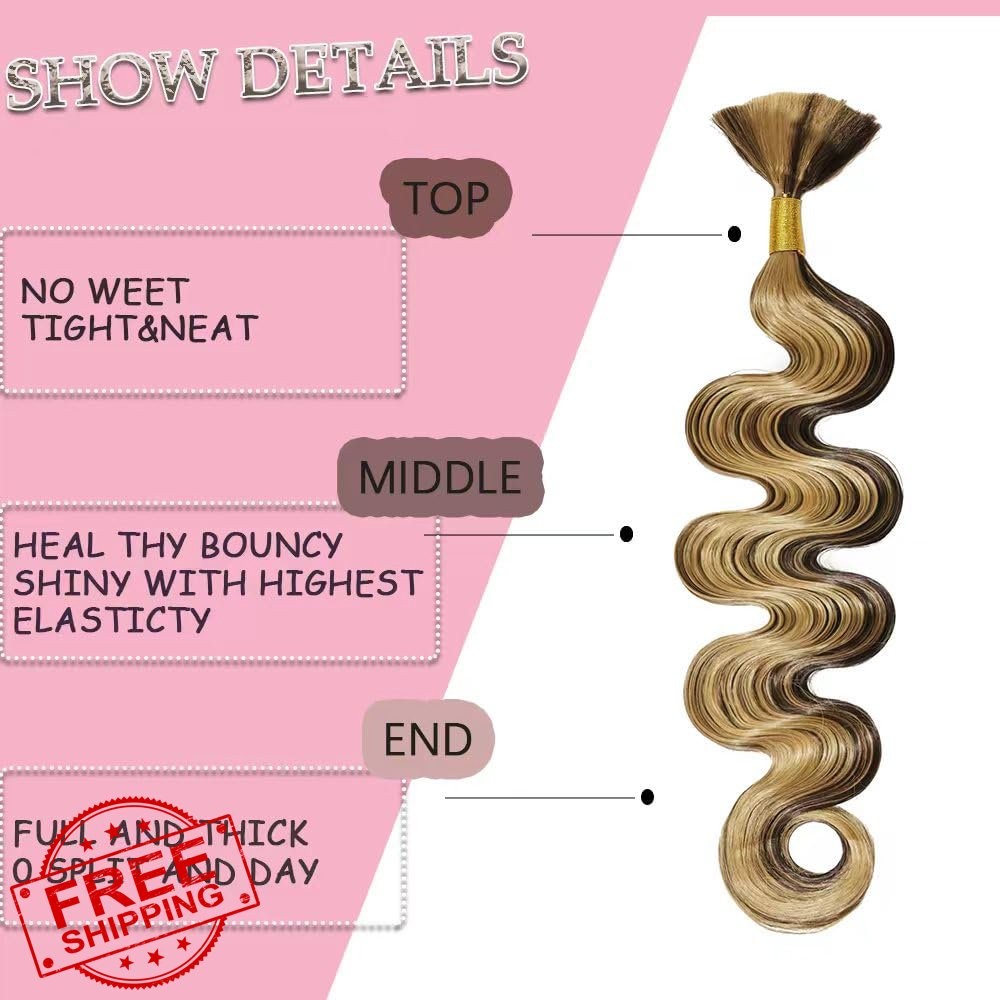 MOCCWOM 20 Inch Black Body Wave Braiding Hair 2 Bundles