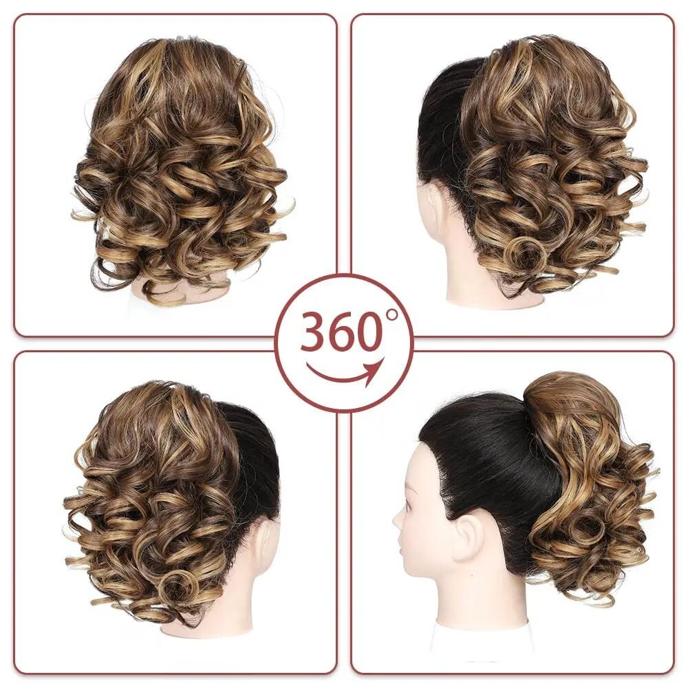 Short Curly Drawstring Ponytail Extension Synthetic Clip-In Hairpiece