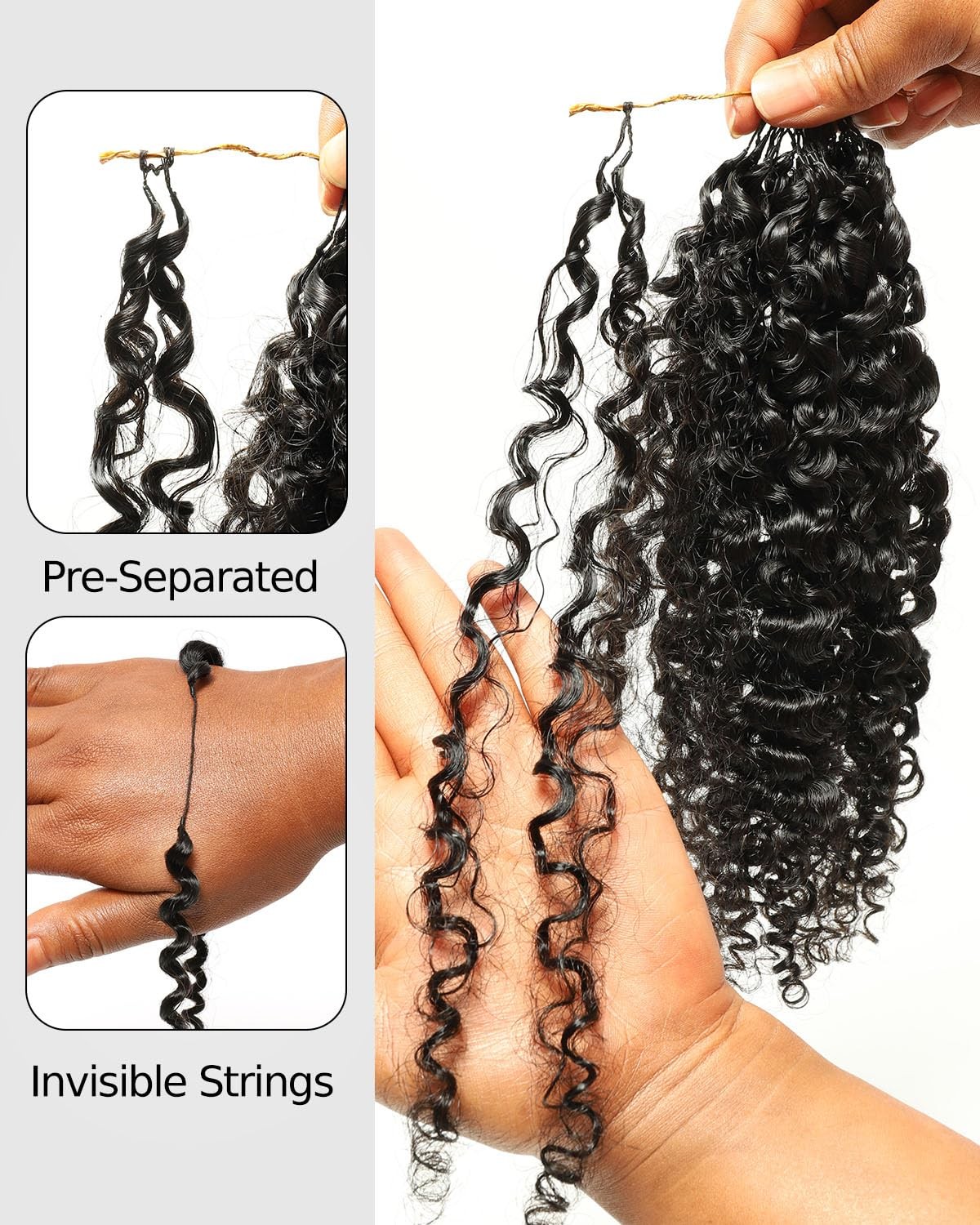 Human Crochet Hair Burmese Curly 40g, PreSeparated Knotless Crochet Human Hai…