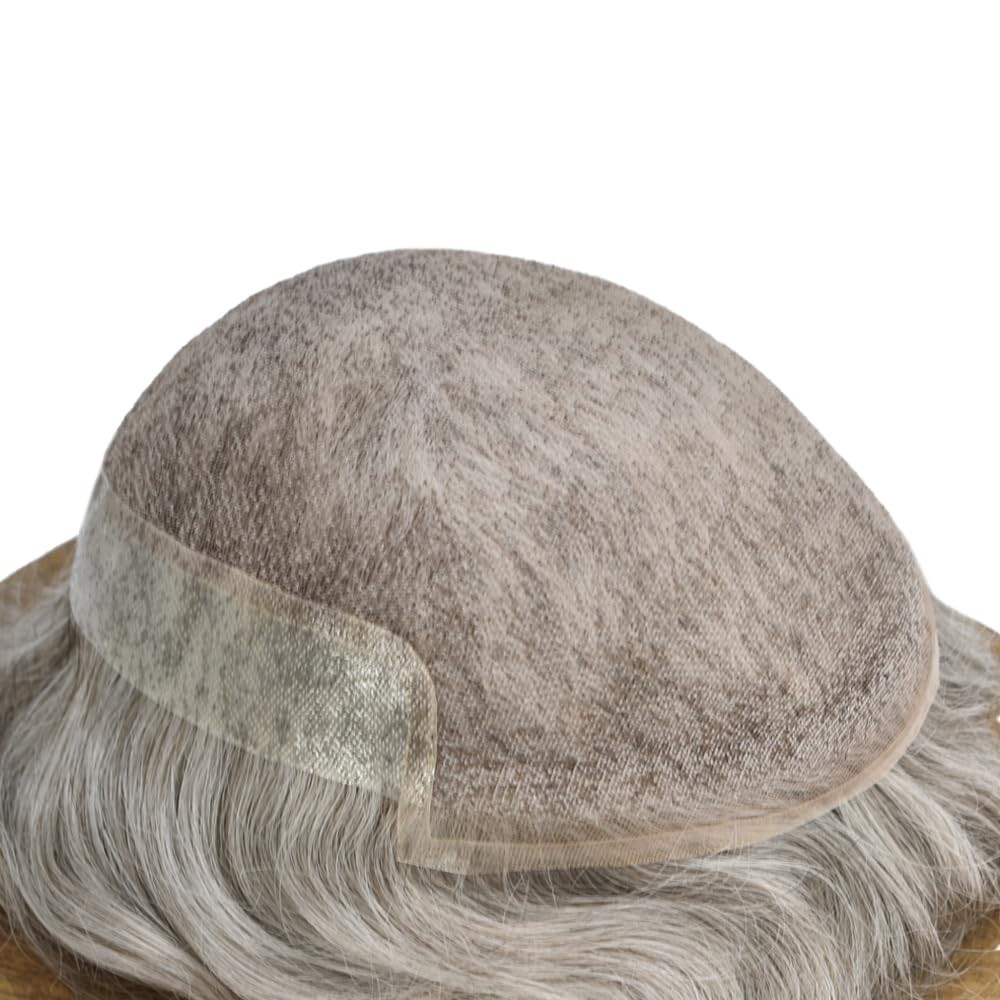 French Lace Front Toupee Human Hairpiece Bleached Knots Natural Hairline