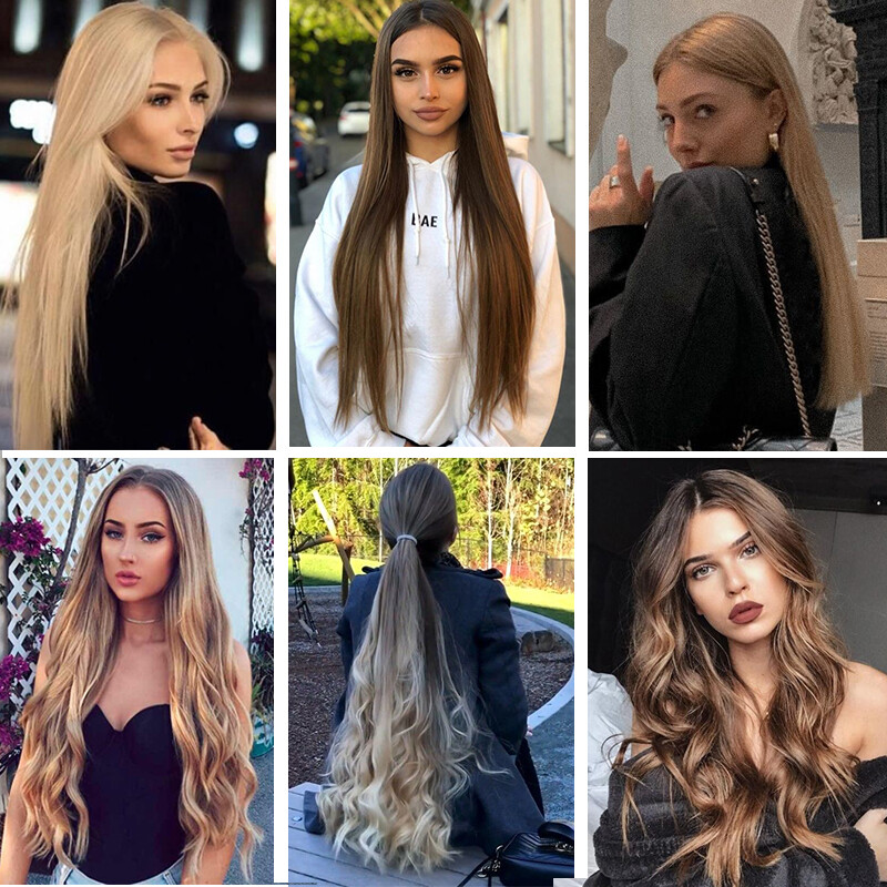 Mega Thick One Piece Clip In Hair Extension Real Natural Soft Full Head As Human