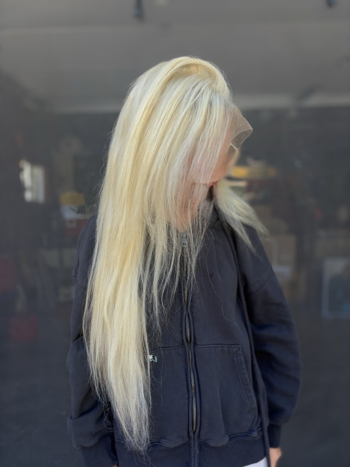 100% Human Hair Platinum 30 Inch Wig with Universal Part Lace Front