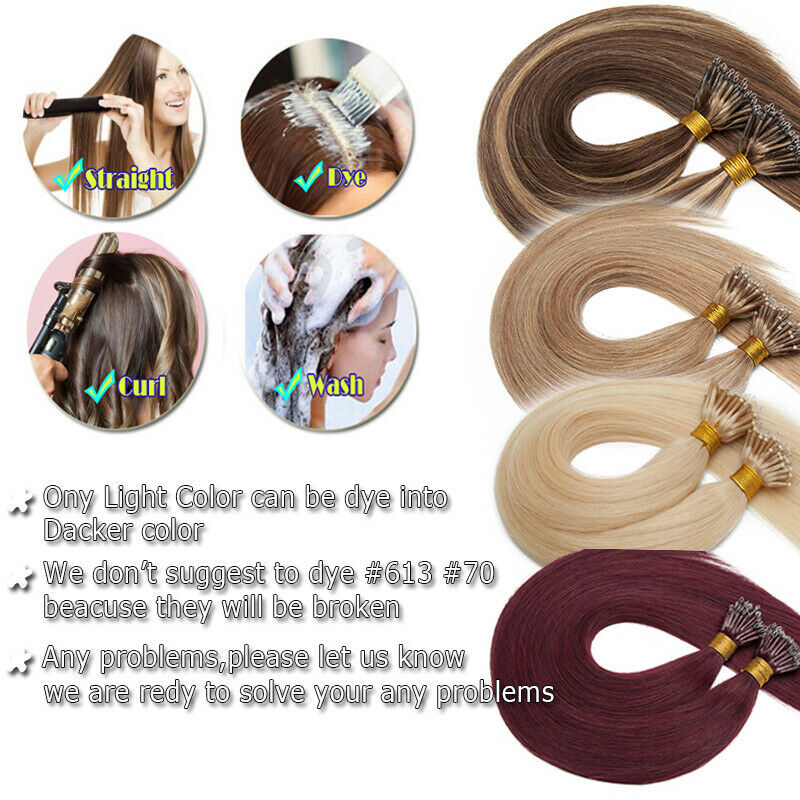 Nano Ring Tip Hair Extensions Micro Beads Link Remy Human Hair Balayage Thick 1g
