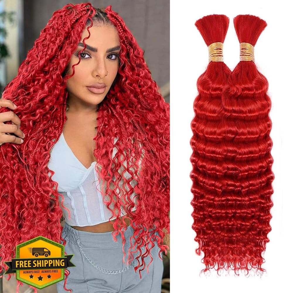 ZevPiul Red Braiding Hair 24 Inch Curly