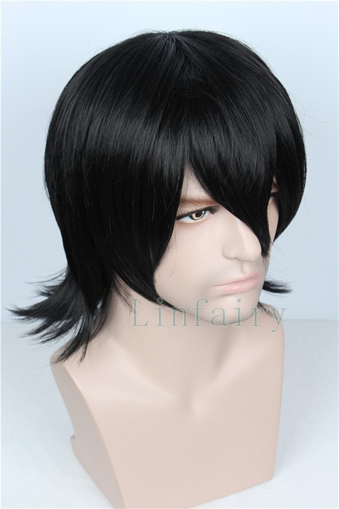 Unisex Short Black Straight Cosplay Wig Halloween Costume Wig for Women