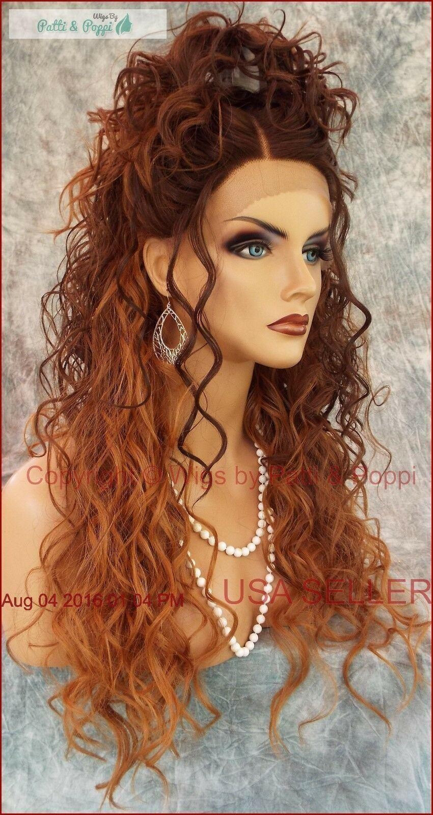SWISS LACE FRONT LACE PART LONG CURLY HEAT FRIENDLY WIG CLR OM6.27.30 SEXY 1046