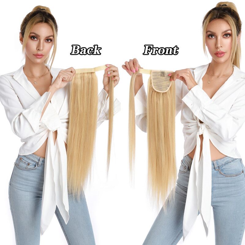 Smooth Ponytail 100% Human Hair Clip In Remy Hair Pony Tail Extensions THICK 22″
