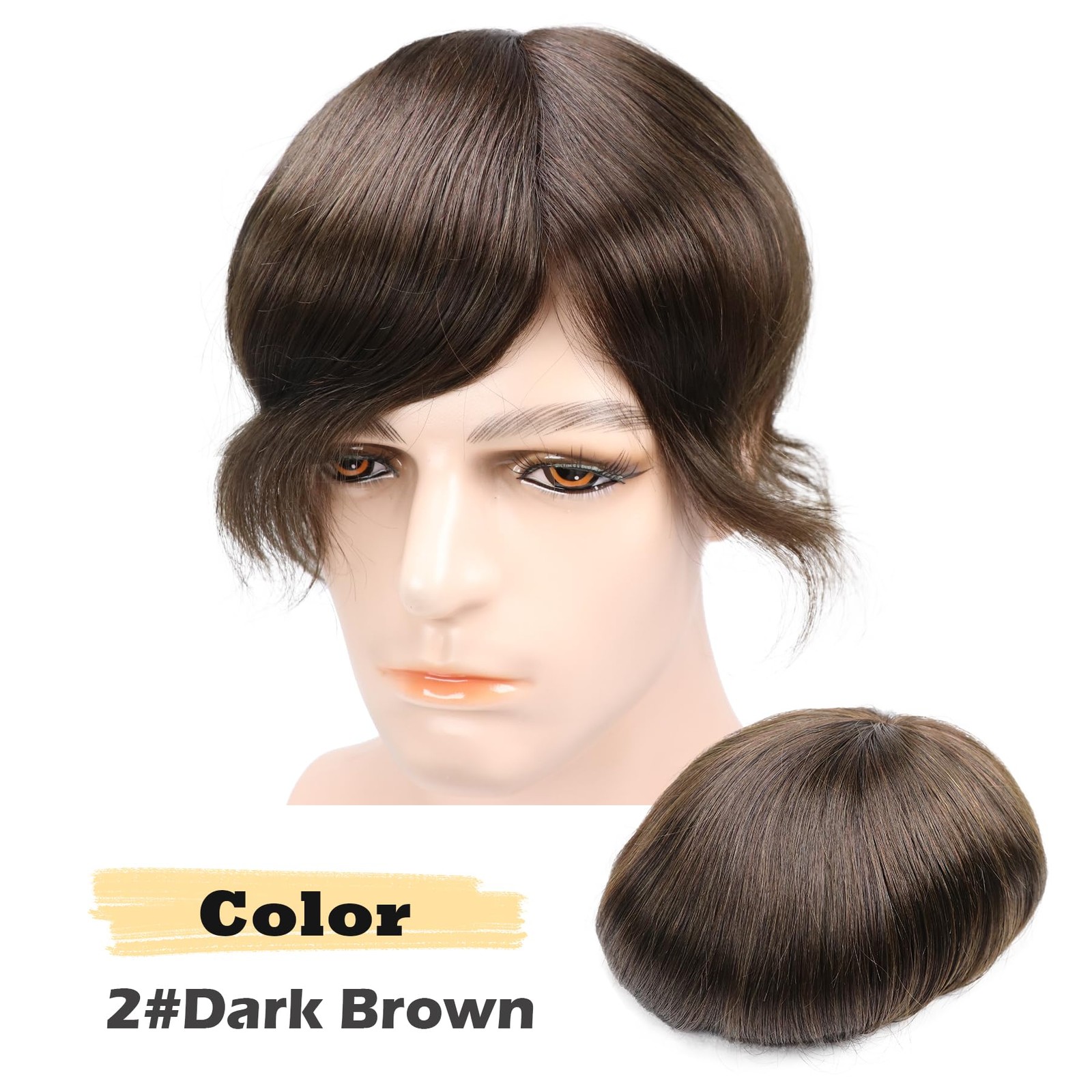 Lumeng Hair Replacement System For Men Toupee For Men Dark Brown 8X10 Inch