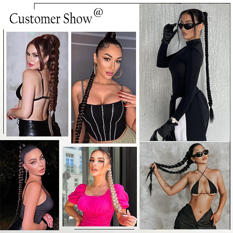 Long Braids Ponytail Clip In Pony Tail Hair Extension Long Thick Natural Hair US