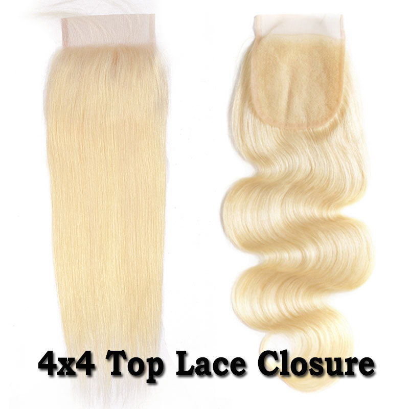 Straight Body Wave Blonde Virgin Human Hair Bundles OR Closure Extensions Indian
