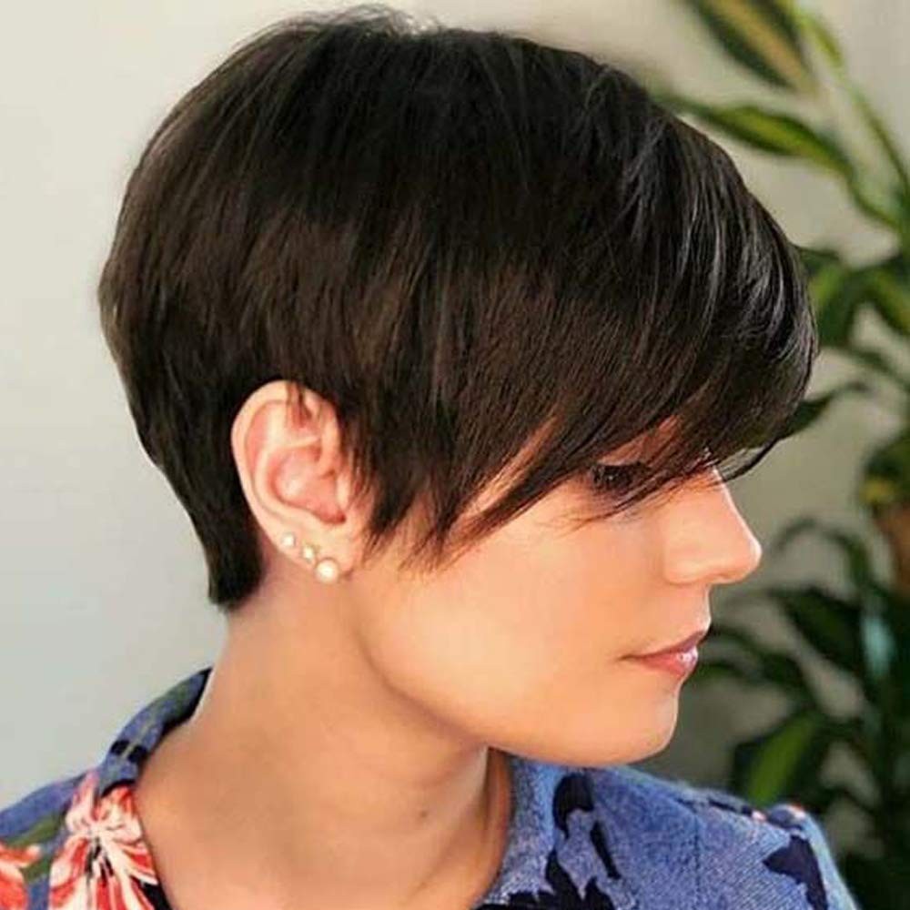 QUEENTAS Short Brown Pixie Cut Wig with 1 Count (Pack of 1), D-Black Cherry