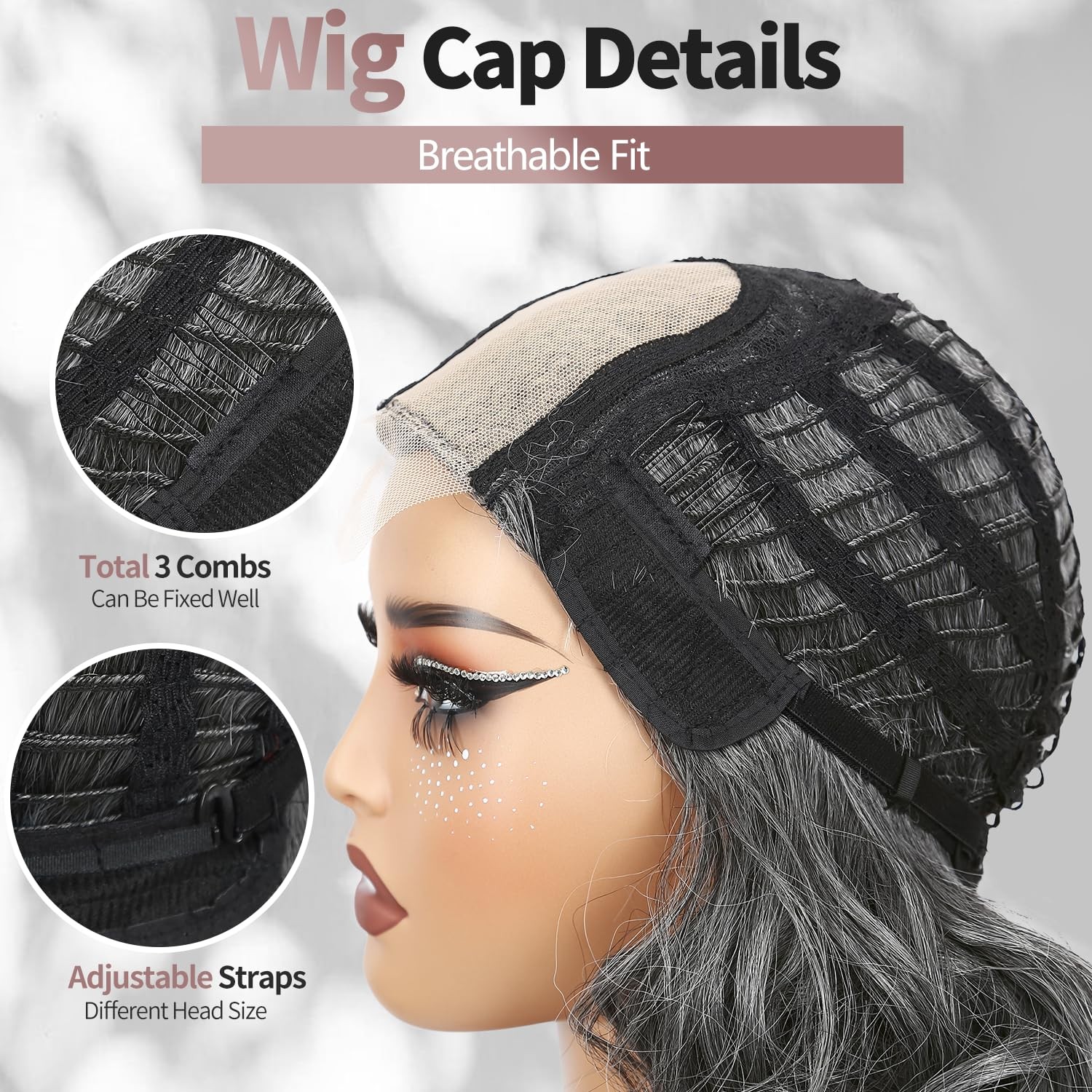 Quickwig Short Loose Wave Bob Wig Side Part Body Wave Wigs Salt Pepper Curly