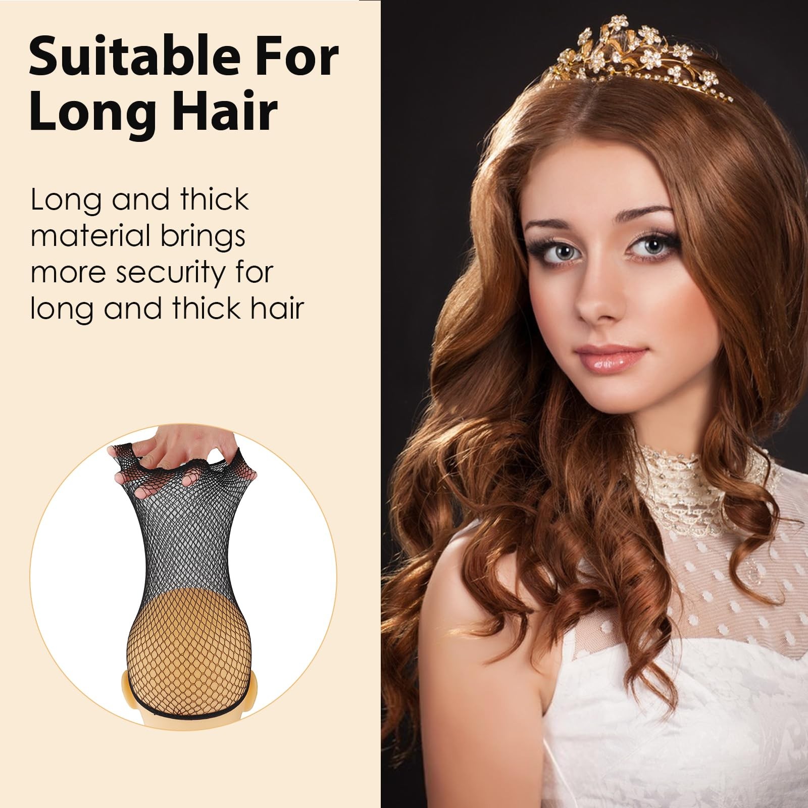 Mesh Wig Cap Crochet Net Black Hair Net for Women Men Sleeping Hairnet Cosplay