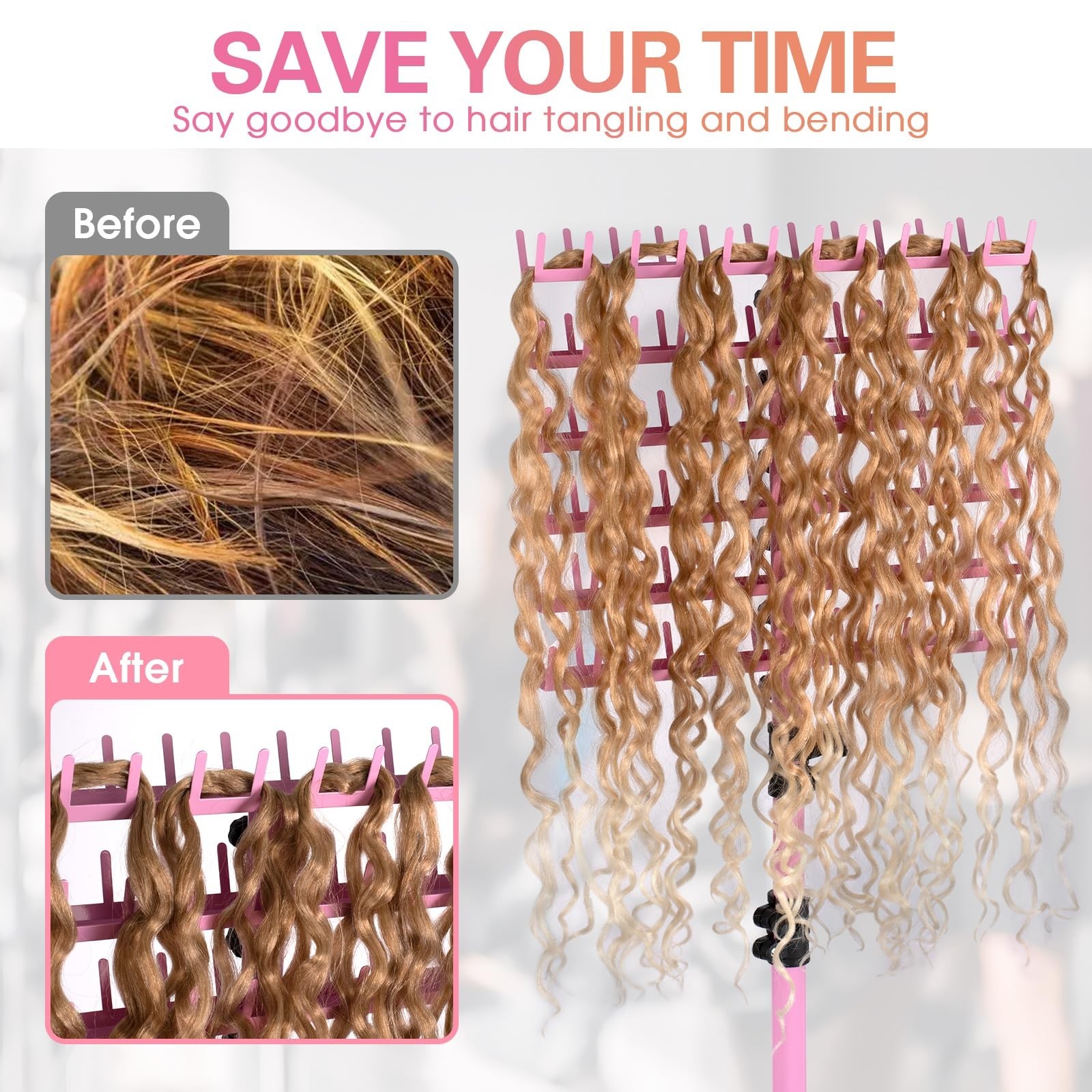 Klvied Braiding Hair Rack Standing 144 Pegs, Heavy Duty Hair Racks for Braide…
