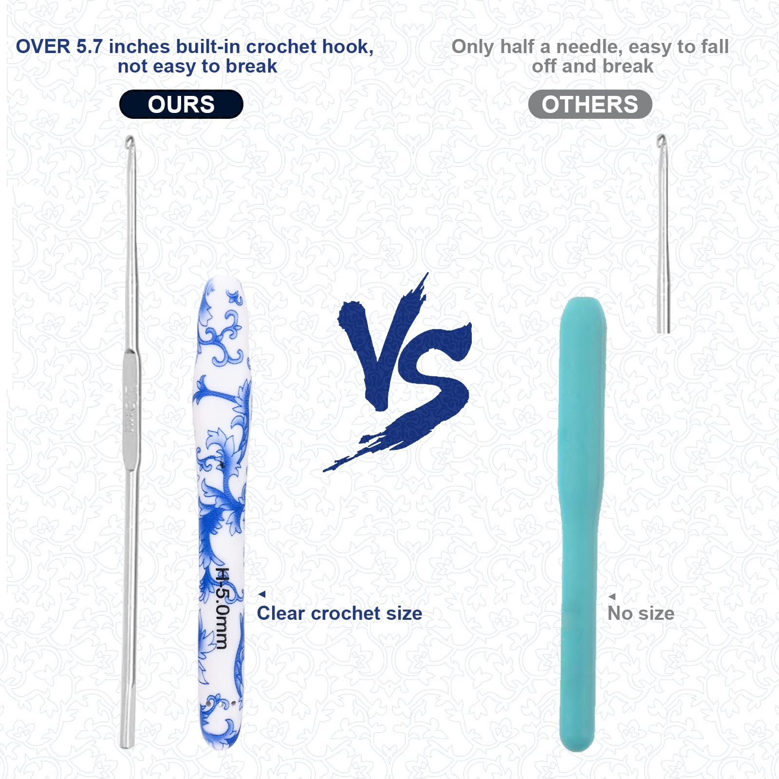 BCMRUN Crochet Hooks Set with Case 14 Size Blue and B(2.25Mm)-N(10Mm), Azure