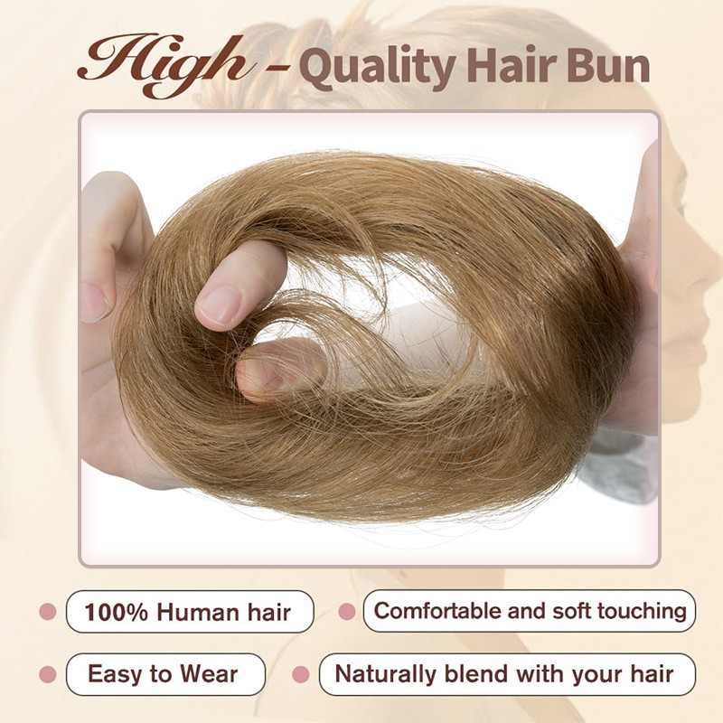 Curly Messy 100% Remy Bun Piece Scrunchie Updo Real Human Hair Extensions Thick