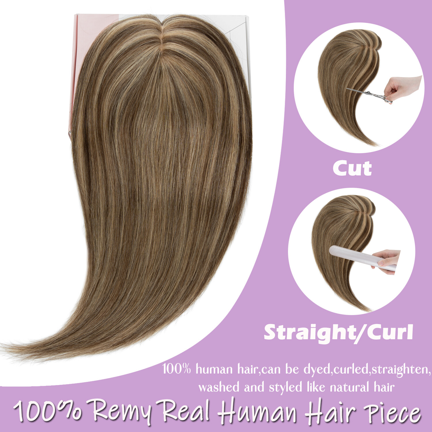 100% Real Remy Human Hair Silk Base Topper Clip in Top Women’s Hairpiece Toupee