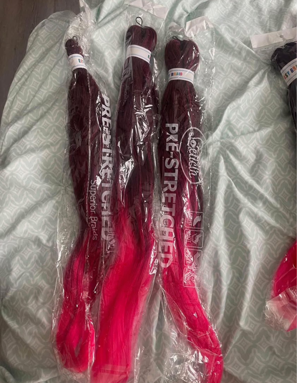 26 Inch Pre Stretched Synthetic Braiding Hair 3 Packs Black/hot Pink