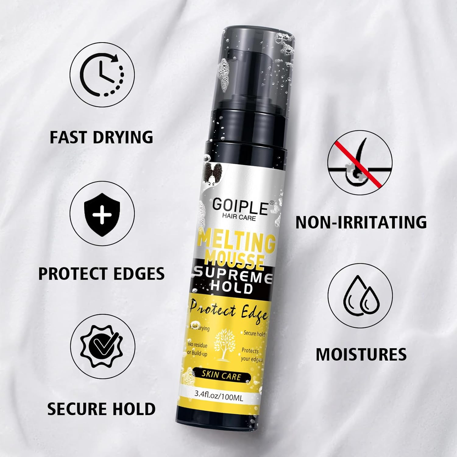 Lace Melting and Holding Mousse Glue-Less Hair Adhesive for Wigs, Wig Glue Lace