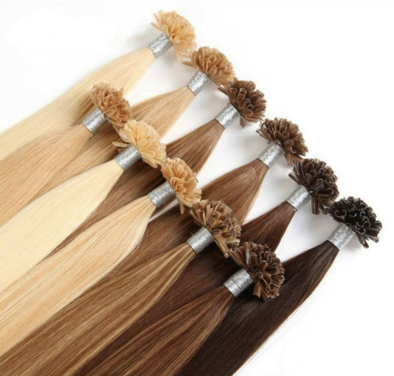 NAIL TIPPED natural human hair extensions PRE BONDED KERATIN U tip 16 18 20 inch