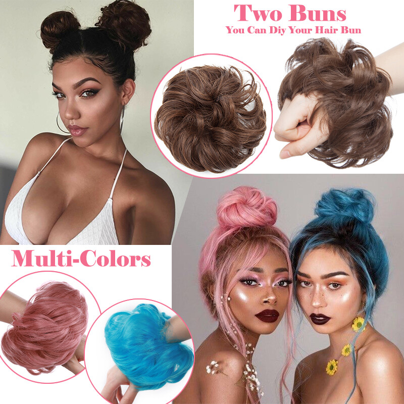Hair Bun Messy Hair Piece Scrunchie Updo Curly Fake Hair Extension Real As Human